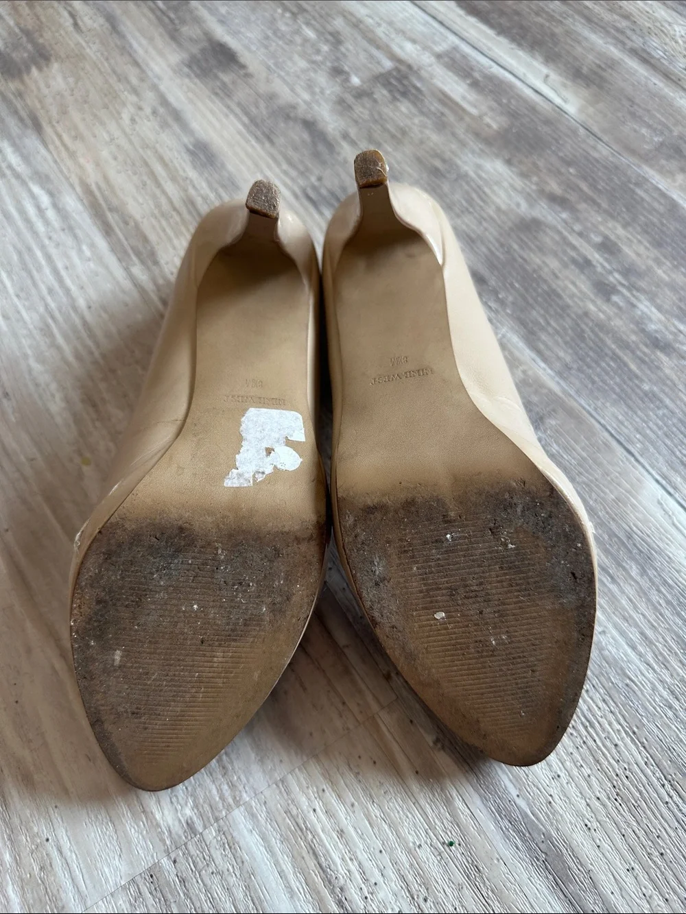 Nine West Beige Leather Pointed-Toe High Heels
